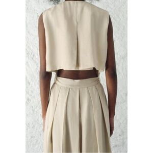 ZARA DRESS WITH PLEATED OPEN BACK ZW COLLECTION BEIGE